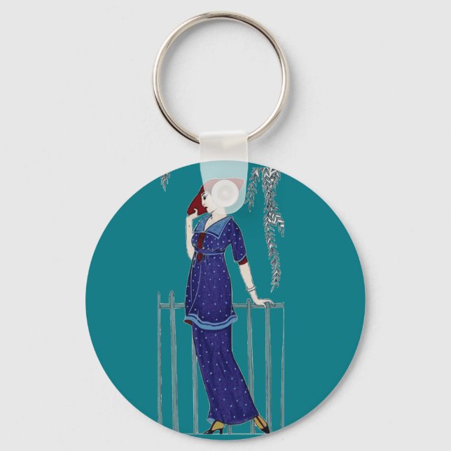 Porte-clés Paris mode 1920s élégante dame (Recto)