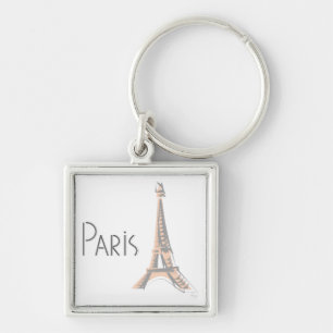 Porte-clés PARIS Tour Eiffel grise abstraite