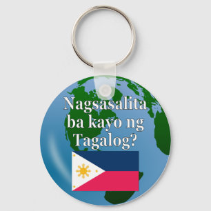 Porte-clés Parlez-vous le tagalog ? en tagalog. Drapeau et gl