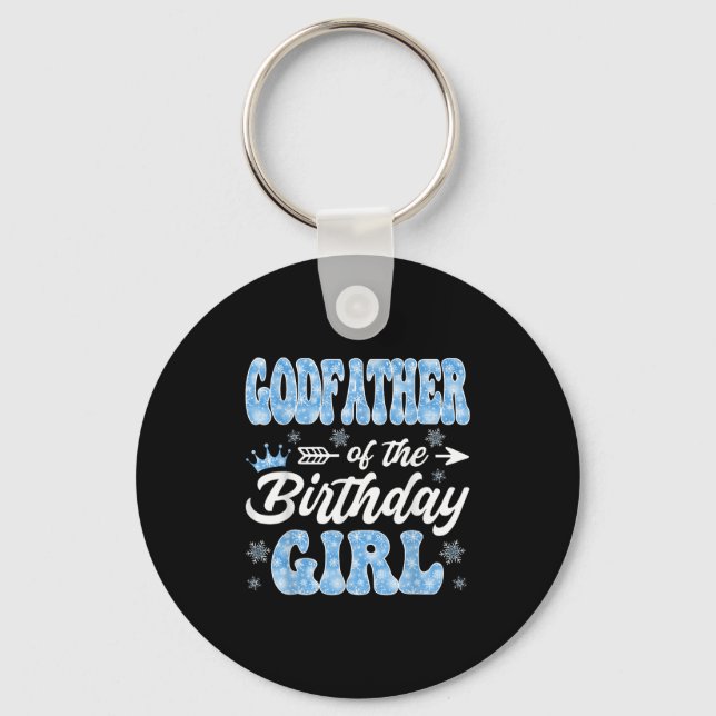 Porte-clés Parrain De L'Anniversaire Girl Snowflakes Hiver C (Recto)