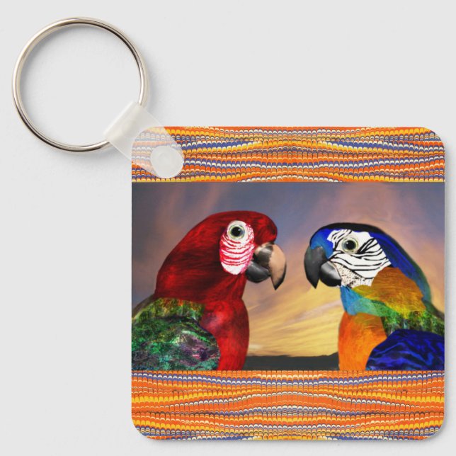 PORTE-CLÉS PARROS HYPER /ARA ROUGE ET BLEU (Recto)