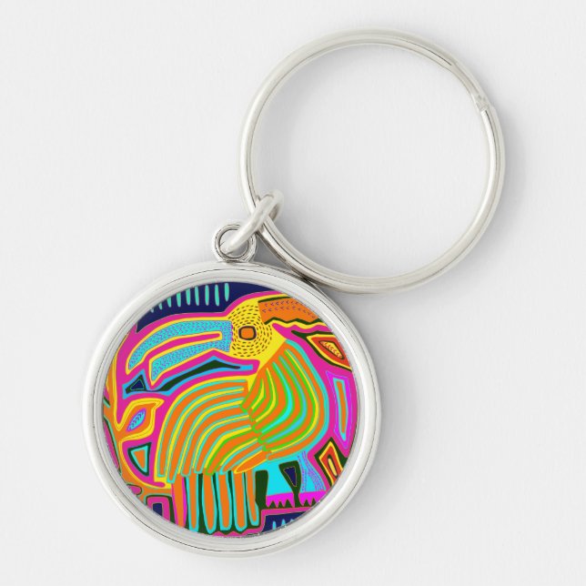 Porte-clés Parrot d'art populaire tropical (Devant)