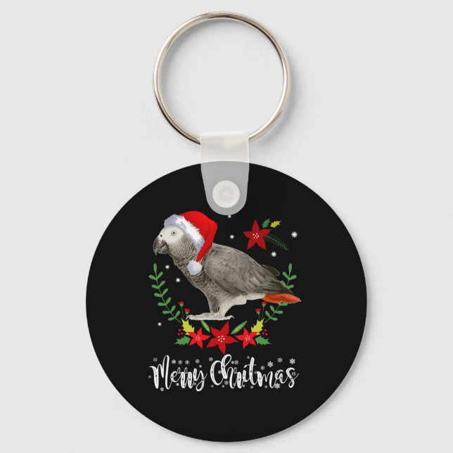 Porte-clés Parrot gris africain de Noël (Recto)