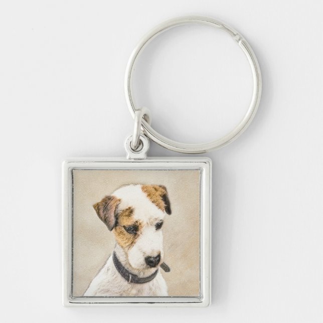 Porte-clés Parson Jack Russell Terrier Peinture - Chien Art (Devant)