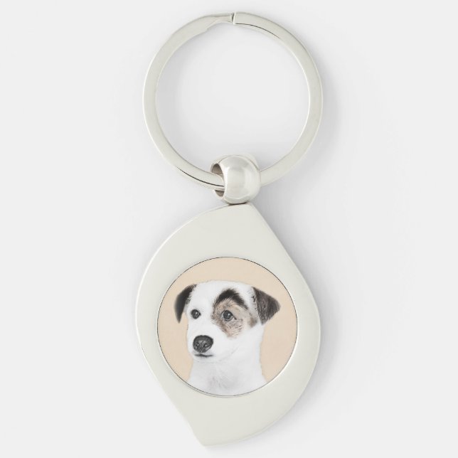 Porte-clés Parson Jack Russell Terrier Peinture - Chien Art (Devant)