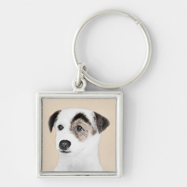 Porte-clés Parson Jack Russell Terrier Peinture - Chien Art (Devant)