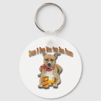 Porte-clés Partagez Une Bière Avec American Staffordshire Ter