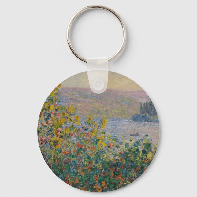 Porte-clés Parterres de fleurs à Vétheuil, paysage impression (Recto)