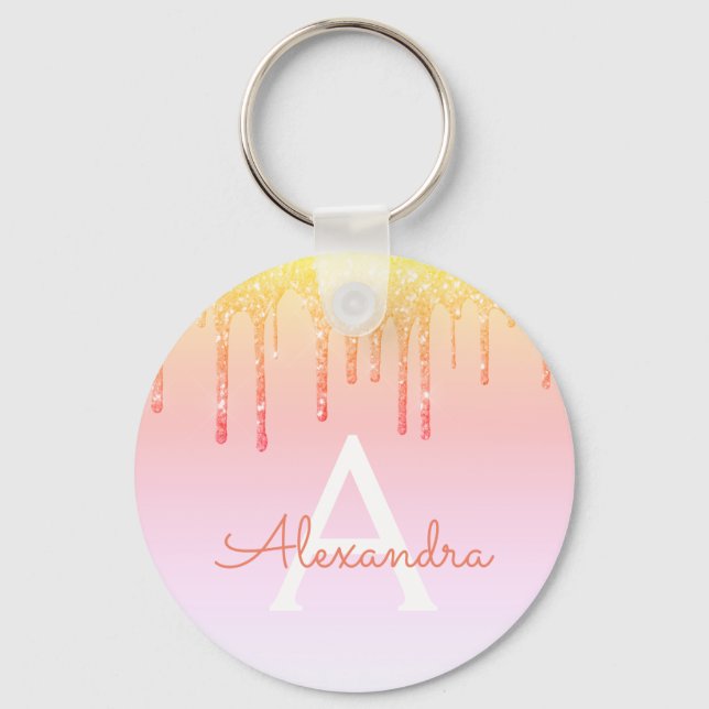 Porte-clés Parties scintillant à étincelle orange jaune (Recto)