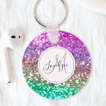 Porte-clés Parties scintillant colorée personnalisée Sirène N<br><div class="desc">Personnalisez facilement ce magnifique porte - clé de parties scintillant scintillant avec votre monogramme et votre nom personnalisés.</div>