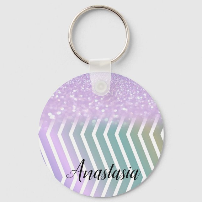Porte-clés Parties scintillant cool tendance violet (Recto)