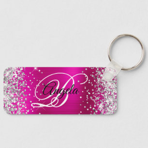 Porte-clés Parties scintillant d'argent Foil rose chaud Fancy