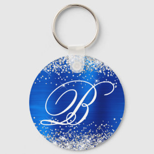 Porte-clés Parties scintillant d'argent Royal Blue Foil Fancy