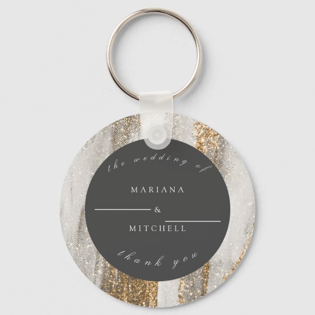 Porte-clés Parties scintillant de luxe en marbre or blanc et  (Recto)