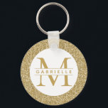 Porte-clés Parties scintillant d'or Initiales parkly Porte -<br><div class="desc">Jolie parties scintillant or brillant monogramme personnalisé initial et nom personnalisé porte - clé est amusant et girly! Montré avec du texte couleur or, mais changer à n'importe quelle couleur en utilisant l'éditeur avancé pour créer un glamour porte - clé personnalisé pour la fille fille et les femmes blingy que...</div>