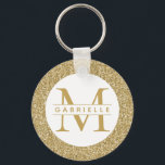 Porte-clés Parties scintillant d'or Initiales parkly Porte -<br><div class="desc">Jolie parties scintillant or brillant monogramme personnalisé initial et nom personnalisé porte - clé est amusant et girly! Montré avec du texte couleur or, mais changer à n'importe quelle couleur en utilisant l'éditeur avancé pour créer un glamour porte - clé personnalisé pour la fille fille et les femmes blingy que...</div>