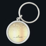 Porte-clés Parties scintillant d'or Monogramme métallique Nom<br><div class="desc">Gold Faux Foil Metallic Sparkle Parties scintillant brossé Métal Monogramme Nom Clés (Porte - clé). Cela rend le cadeau parfait pour 16 ans,  mariage,  douche nuptiale,  anniversaire,  baby shower ou bachelorette pour quelqu'un qui aime le luxe glam et les styles chic.</div>