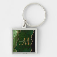 Parties scintillant d'or vert chic Agate Monogramm