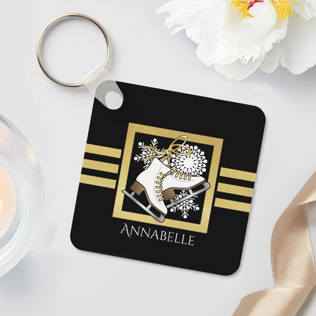 Porte-clés Parties scintillant en or noir moderne personnalis (Créateur téléchargé)