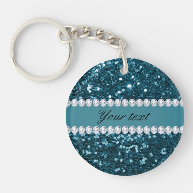 Porte-clés Parties scintillant et diamants bleu foncé Turquoi (Devant)