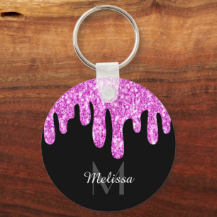 Porte-clés Parties scintillant étincelante rose noir Monogram