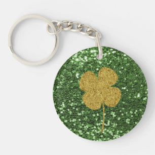Porte-clés Parties scintillant Green Faux Shamrock d'or