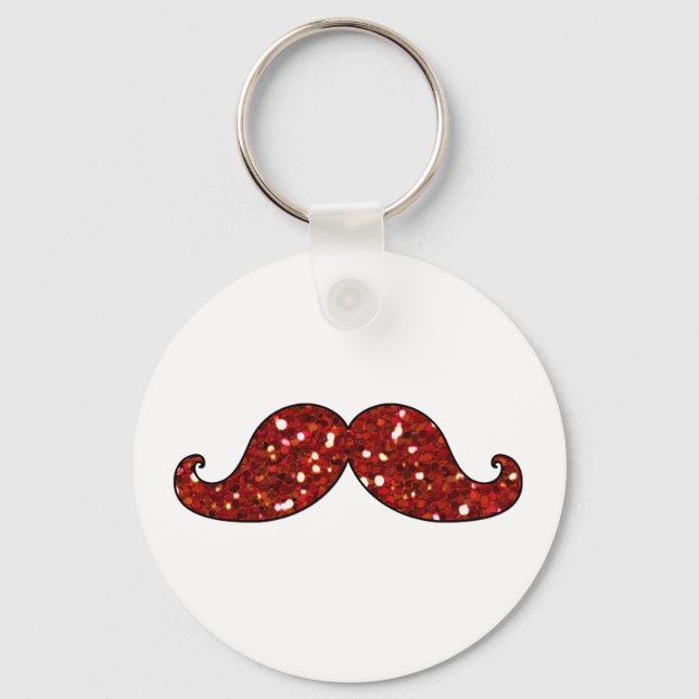 Porte-clés Parties scintillant IMPRIMÉE FUNNY RED MUSTACHE (Recto)