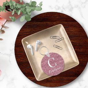 Porte-clés Parties scintillant Monogramme rose étincelante ro
