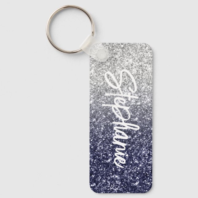 Porte-clés Parties scintillant Ombre Sparkury Silver Navy (Recto)