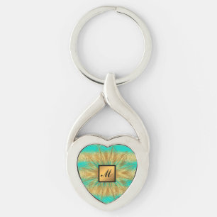 Porte-clés Parties scintillant Or de luxe Turquoise Monogramm