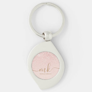 Porte-clés Parties scintillant or Rose tendance Initiales fan