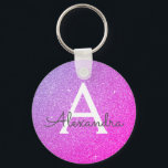 Porte-clés Parties scintillant rose et violet & Monogramme ét<br><div class="desc">Parties scintillant rose et violet Pastel Ombre Faux et Porte - clé élégant. Ces Porte - clés peuvent être customisés pour inclure votre nom initial et prénom et sont une douche de mariée parfaite,  une fête de bachelorette ou une fête d'anniversaire.</div>