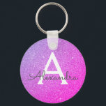 Porte-clés Parties scintillant rose et violet & Monogramme ét<br><div class="desc">Parties scintillant rose et violet Pastel Ombre Faux et Porte - clé élégant. Ces Porte - clés peuvent être customisés pour inclure votre nom initial et prénom et sont une douche de mariée parfaite,  une fête de bachelorette ou une fête d'anniversaire.</div>