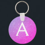 Porte-clés Parties scintillant rose et violet & Monogramme ét<br><div class="desc">Parties scintillant rose et violet Pastel Ombre Faux et Porte - clé élégant. Ces Porte - clés peuvent être customisés pour inclure votre nom initial et prénom et sont une douche de mariée parfaite,  une fête de bachelorette ou une fête d'anniversaire.</div>