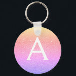 Porte-clés Parties scintillant rose et violet & Monogramme ét<br><div class="desc">Gold,  Orange,  Rose et Violet Pastel Ombre Faux Parties scintillant et Élégant Porte - clé. Ces Porte - clés peuvent être customisés pour inclure votre nom initial et prénom et sont une douche de mariée parfaite,  une fête de bachelorette ou une fête d'anniversaire.</div>