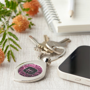 Porte-clés Parties scintillant rose foncé brillant étincelant