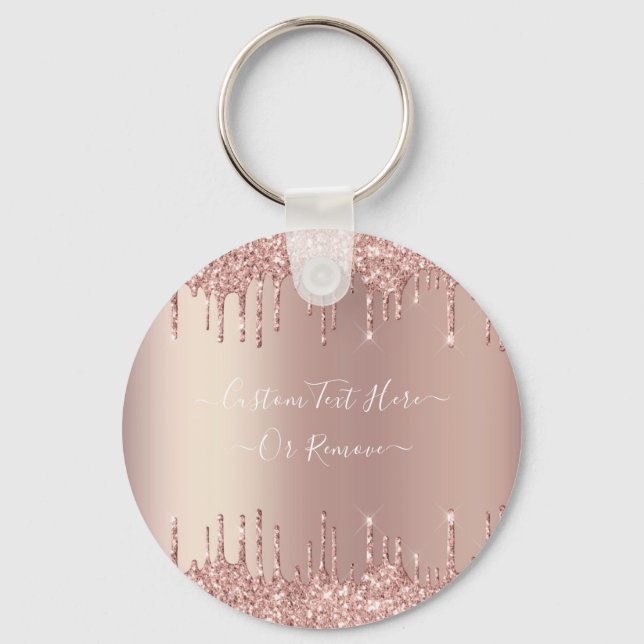 Porte-clés Parties scintillant rose Gold Blush Éclats Texte p (Recto)