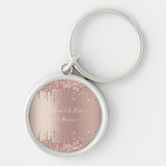 Porte-clés Parties scintillant rose Gold Blush Éclats Texte p (Devant)