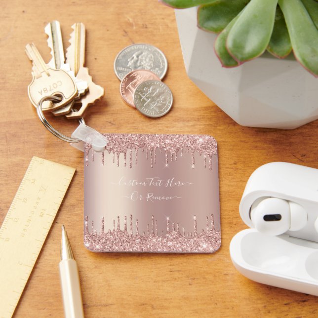 Porte-clés Parties scintillant rose Gold Blush Éclats Texte p (Bureau)