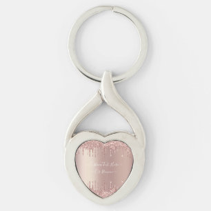 Porte-clés Parties scintillant rose Gold Blush - Votre texte