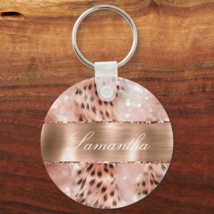 Porte-clés Parties scintillant rose Gold Glam Leopard