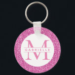 Porte-clés Parties scintillant rose Monogramme initial Nom pe<br><div class="desc">Jolie parties scintillant rose initiale et nom personnalisé porte - clé est amusant et girly! Montré avec du texte en couleur rose et gris, mais changer à n'importe quelle couleur en utilisant l'éditeur avancé pour créer un porte - clé personnalisé glamour pour la fille et les femmes blingy que vous...</div>