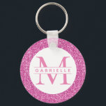 Porte-clés Parties scintillant rose Monogramme initial Nom pe<br><div class="desc">Jolie parties scintillant rose initiale et nom personnalisé porte - clé est amusant et girly! Montré avec du texte en couleur rose et gris, mais changer à n'importe quelle couleur en utilisant l'éditeur avancé pour créer un porte - clé personnalisé glamour pour la fille et les femmes blingy que vous...</div>