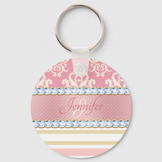 Porte-clés Parties scintillant rose, Rhinestone Faux (Recto)