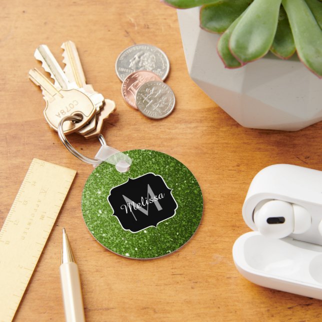 Porte-clés Parties scintillant vert clair brille Monogram (Bureau)