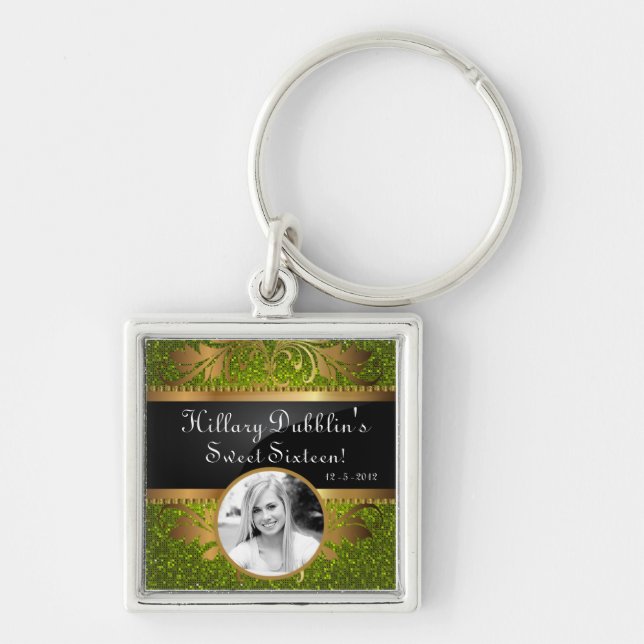 Porte-clés Parties scintillant verte de chaux Sequin Disco Gl (Devant)