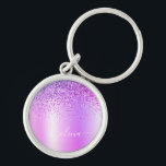 Porte-clés Parties scintillant violet Glam Nom du monogramme<br><div class="desc">Purple Faux Foil Métallic Sparkle Parties scintillant brossé Métal Monogramme Nom Clés (Porte - clé). Cela rend le cadeau parfait pour 16 ans, mariage, douche nuptiale, anniversaire, baby shower ou bachelorette pour quelqu'un qui aime le luxe glam et les styles chic.</div>