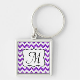 Porte-clés Parties scintillant violet moderne Chevron Zig Zag