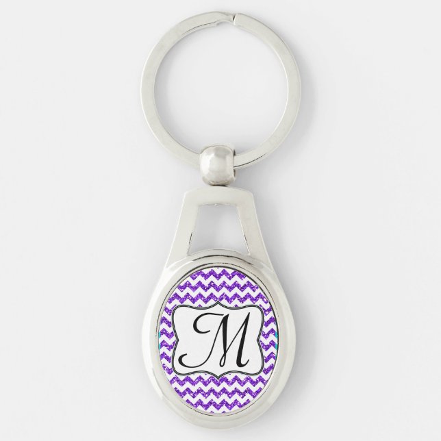 Porte-clés Parties scintillant violet moderne Chevron Zig Zag (Devant)