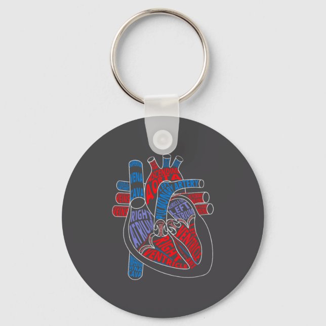 Porte-clés Parts Of Heart Anatomical Heart Gift For Cardiolog (Recto)